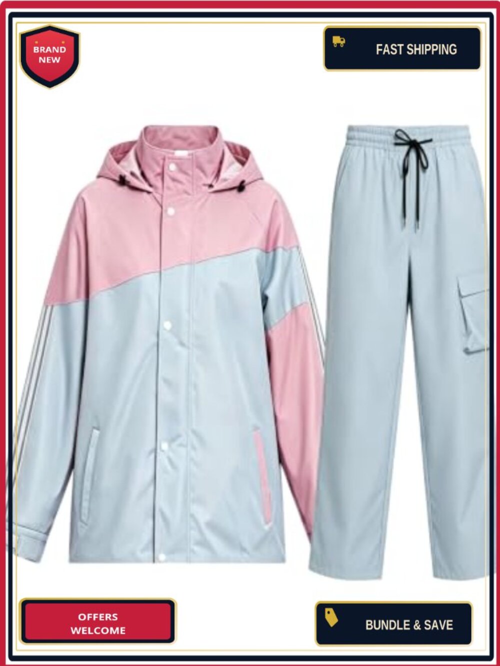 Waterproof Rain Suit for Women 2 Piece Hooded Jacket & Pants